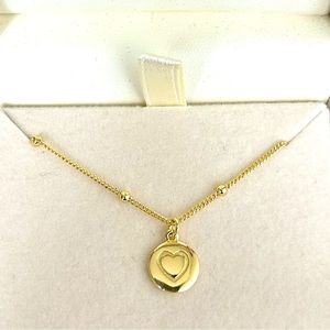 Beautiful Sterling Silver/18k Gold Plated Disc with Heart Etching Necklace